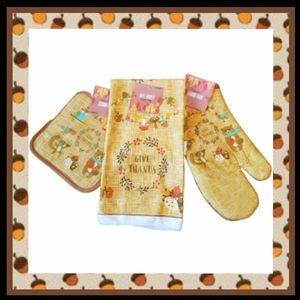 FOUR [4] PIECE SET ☆ GIVE THANKS ☆ HAPPY HARVEST ☆ KITCHEN LINENS